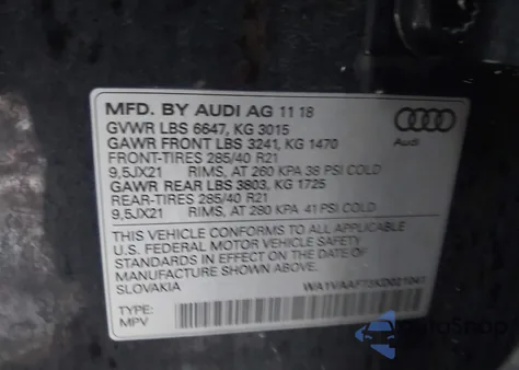 2019 Audi Q7 55 Premium from USA, damaged, VIN WA1VAAF73KD021041